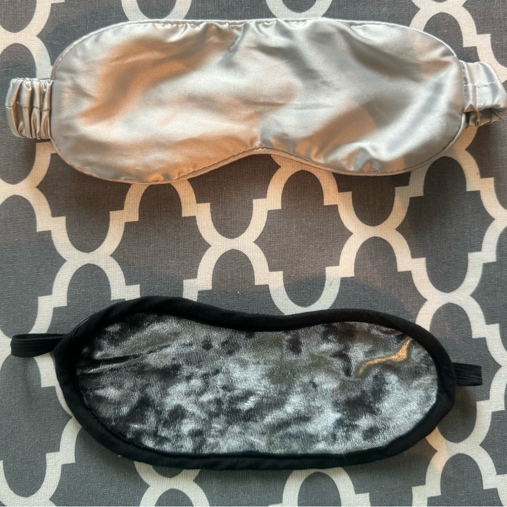 Sleeping eye masks. Never used. Brand new. Silk and crushed velvet.